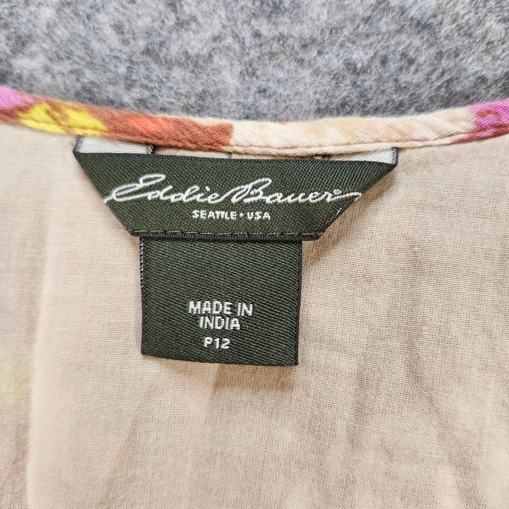 Eddie Bauer‎ A-line Dress Women P12 Pink Orange Cap Sleeve Beachy Boho Floral - Picture 2 of 12